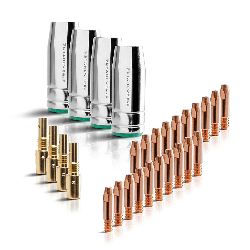 STAHLWERK MIG MAG Schweißzubehör Set 28-teilig, Verschleißteile Set Aluminium für AK25/MB25 Schweißbrenner