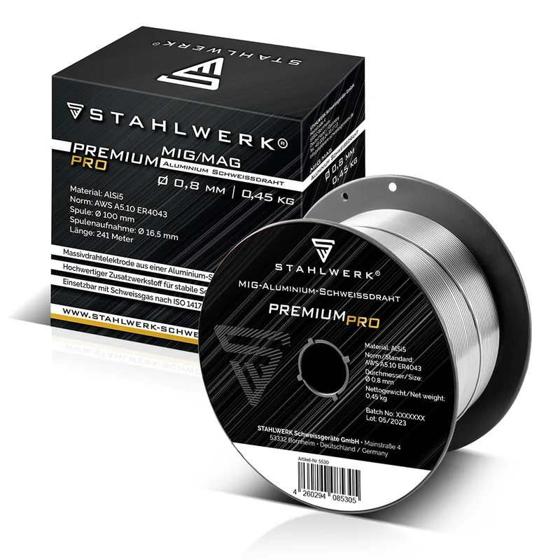 STAHLWERK MIG MAG Aluminium Schweißdraht ER4043 Si5 (ALSI-5) Ø 0,8 mm 0,45 kg Drahtrolle