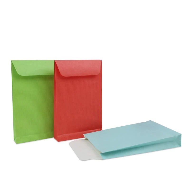 Papier-Geschenktüten mit Klappverschluss 12+3x19 cm Blau (1000 Stück) [FP-FPK338]