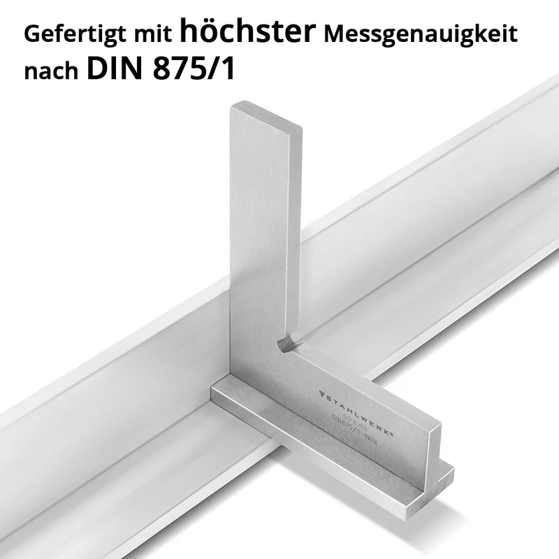 STAHLWERK Anschlagwinkel 90° 50 x 40 mm DIN 875/1 Schlosserwinkel / Winkelanschlag / Präzisionswinkel aus rostfreiem Edelstahl