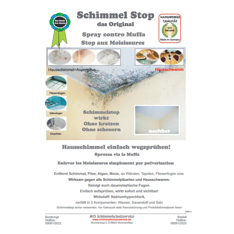 Schimmel Stop Schimmelentferner für Bad, Wand und Fugen 500 ml