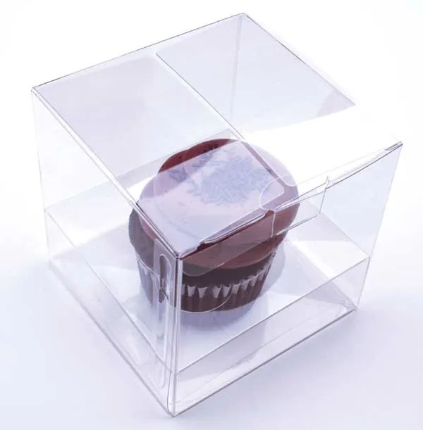 Cupcake-Boxen für 1 Cupcake 10.2x10.2x10.2cm Transparent (100 Stück) [CBS56]