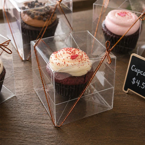 Cupcake-Boxen für 1 Cupcake 10.2x10.2x10.2cm Transparent (100 Stück) [CBS56]