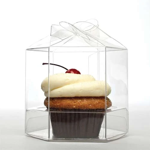 Cupcake-Boxen mit Drehspitze für 1 Cupcake 8.9x8.9x9.5cm Transparent (100 Stück) [CBS238]