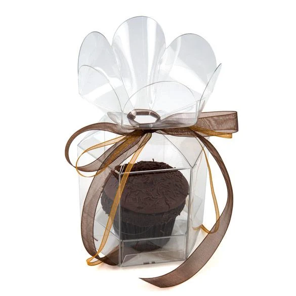 Cupcake-Boxen mit Blumenspitze für 1 Cupcake 9.5x9.5x10.2cm Transparent (100 Stück) [CBS212]