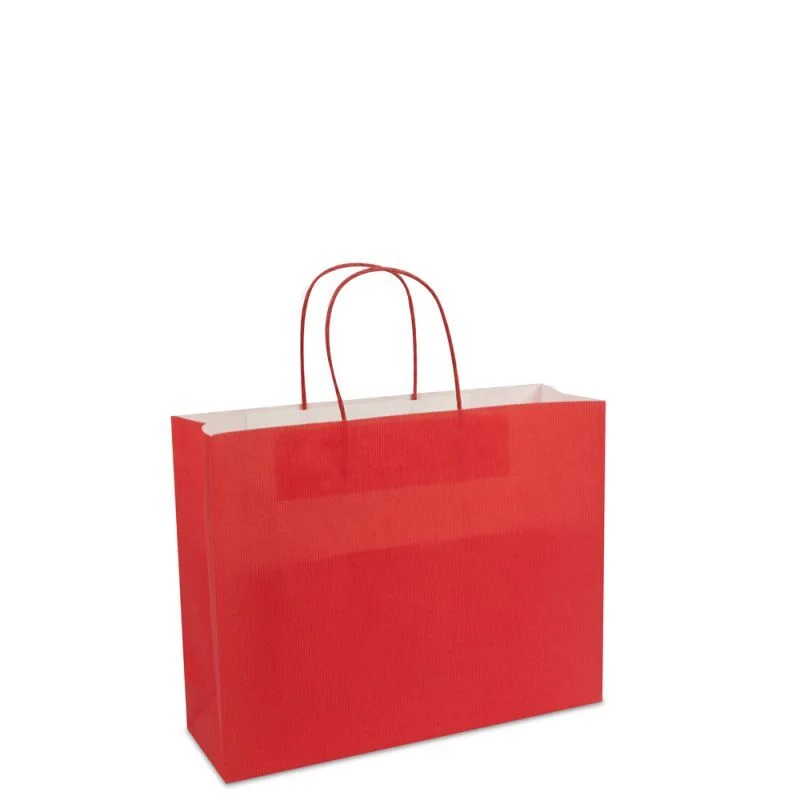 Papiertragetaschen mit gedrehte Griffe und Bodenkarton 32+10x25 cm Rot (250 Stück) [FP-006032]
