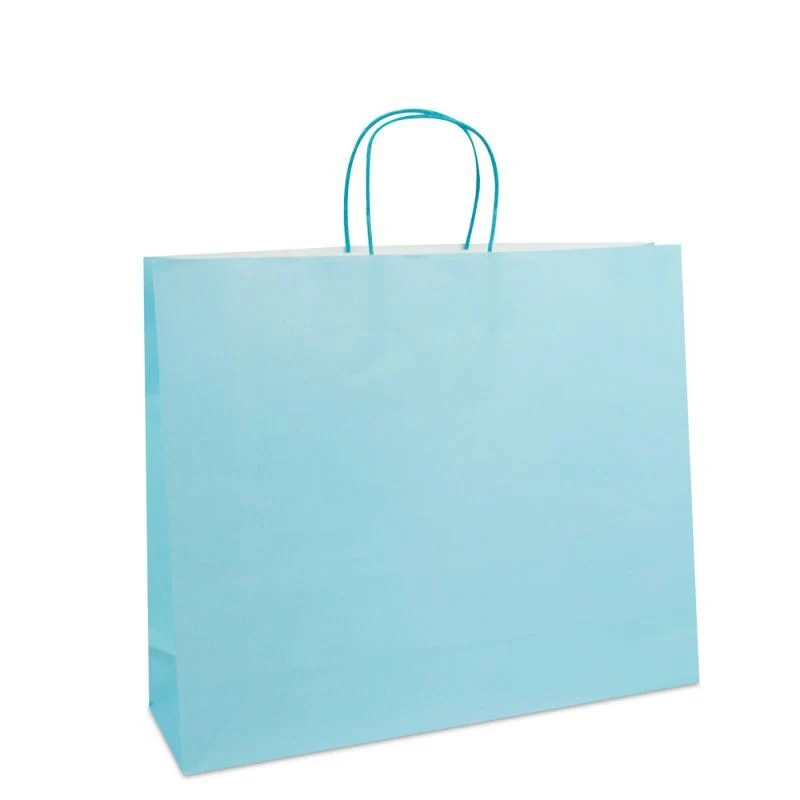 Papiertragetaschen mit gedrehte Griffe und Bodenkarton 42+12x35 cm Blau (250 Stück) [FP-005042]