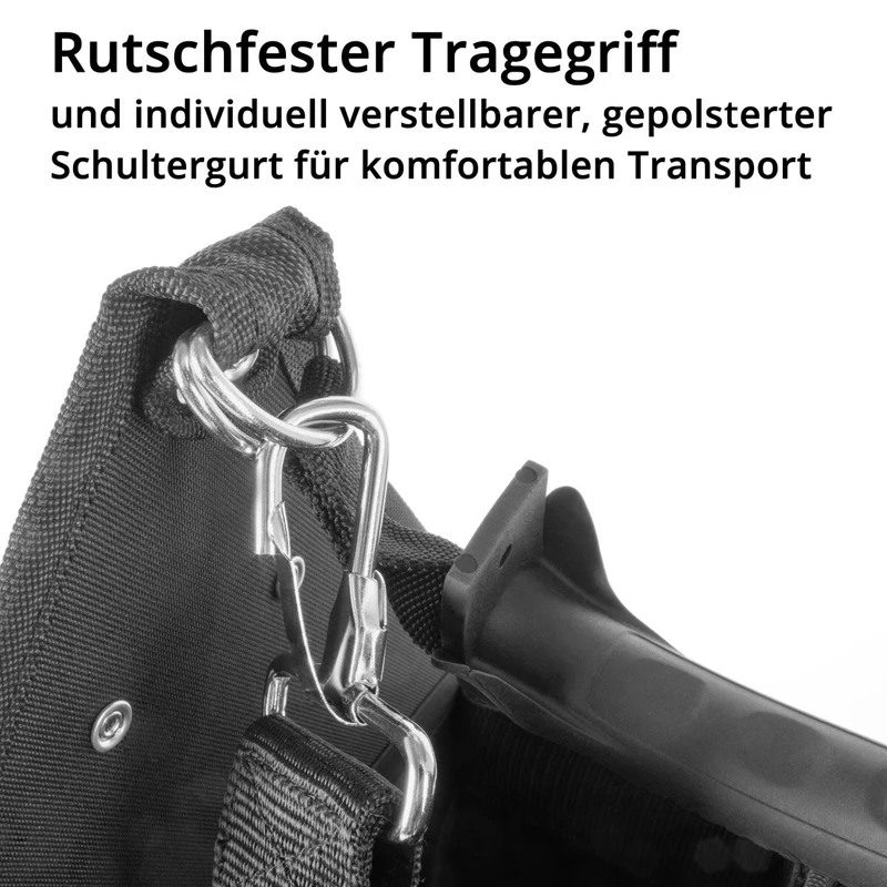STAHLWERK Werkzeugtasche mit 11 Außentaschen und 2 großen Innenfächern mit jeweils 5 Innentaschen, robuste Montagetasche / Werkzeugkoffer / Werkzeugbeutel mit Tragegriff und Schultergurt aus strapazierfähigem Polyester-Gewebe