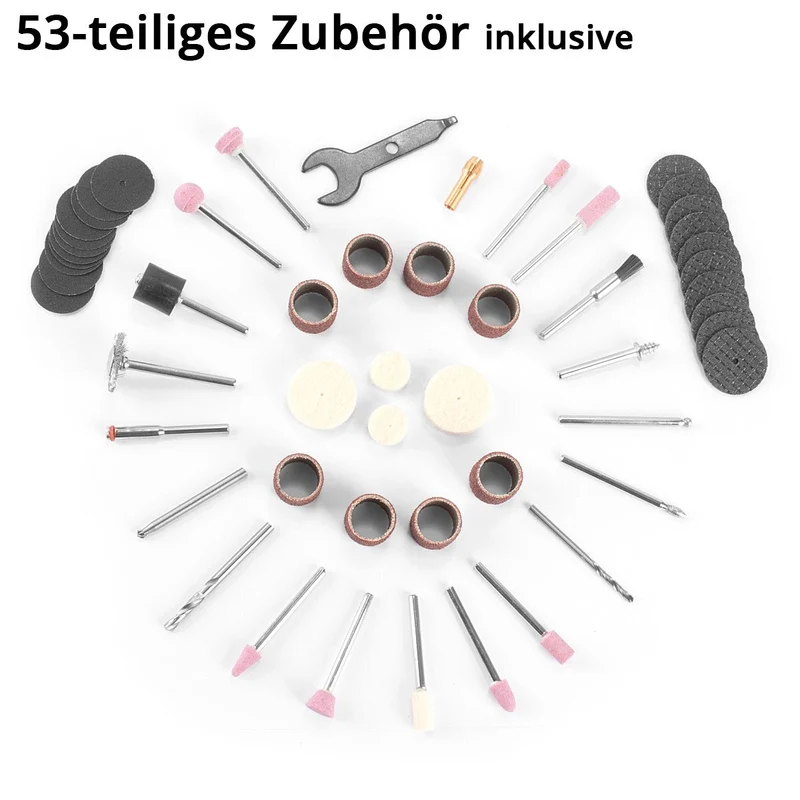 STAHLWERK Akku Mehrzweckschleifer AMF-80 ST 5.000-25.000 U/min 2.000 mAh Multifunktionswerkzeug / Drehwerkzeug / Schleifgerät / Minischleifer mit 53-teiligem Zubehör und USB-Ladekabel