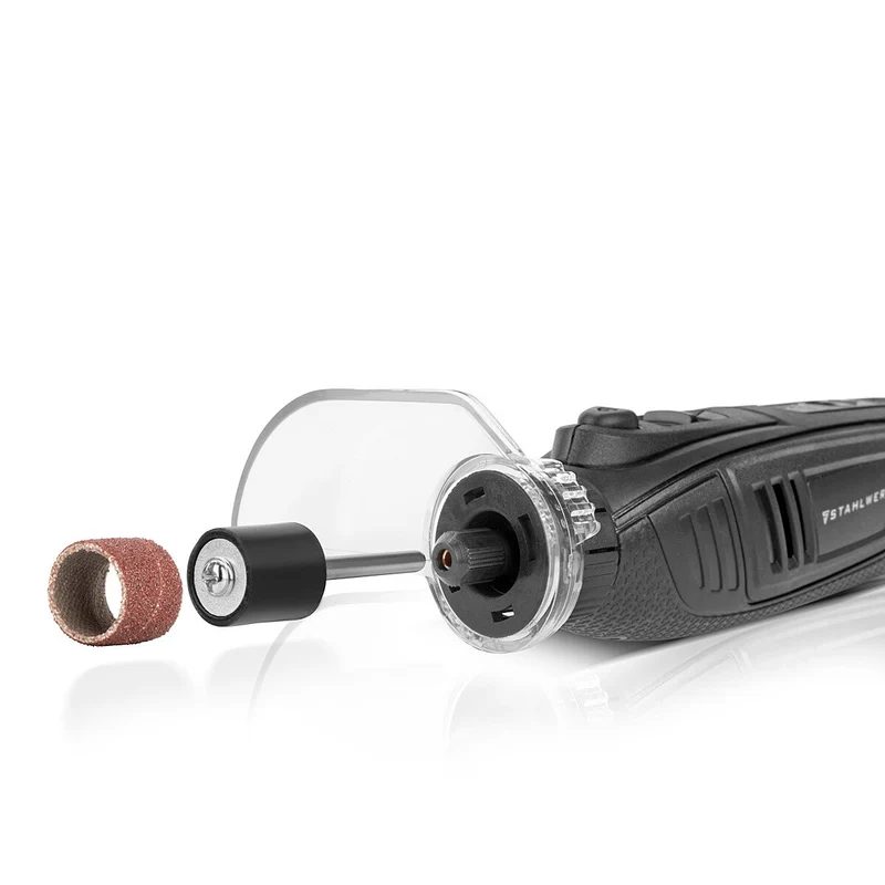STAHLWERK Akku Mehrzweckschleifer AMF-80 ST 5.000-25.000 U/min 2.000 mAh Multifunktionswerkzeug / Drehwerkzeug / Schleifgerät / Minischleifer mit 53-teiligem Zubehör und USB-Ladekabel