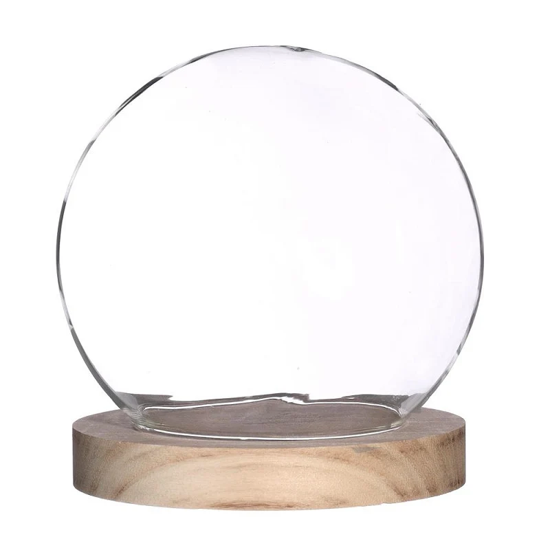 Glaskuppel mit Holzsockel Ø 18 cm, H. 19 cm (1 Stück) [IFS-29489]