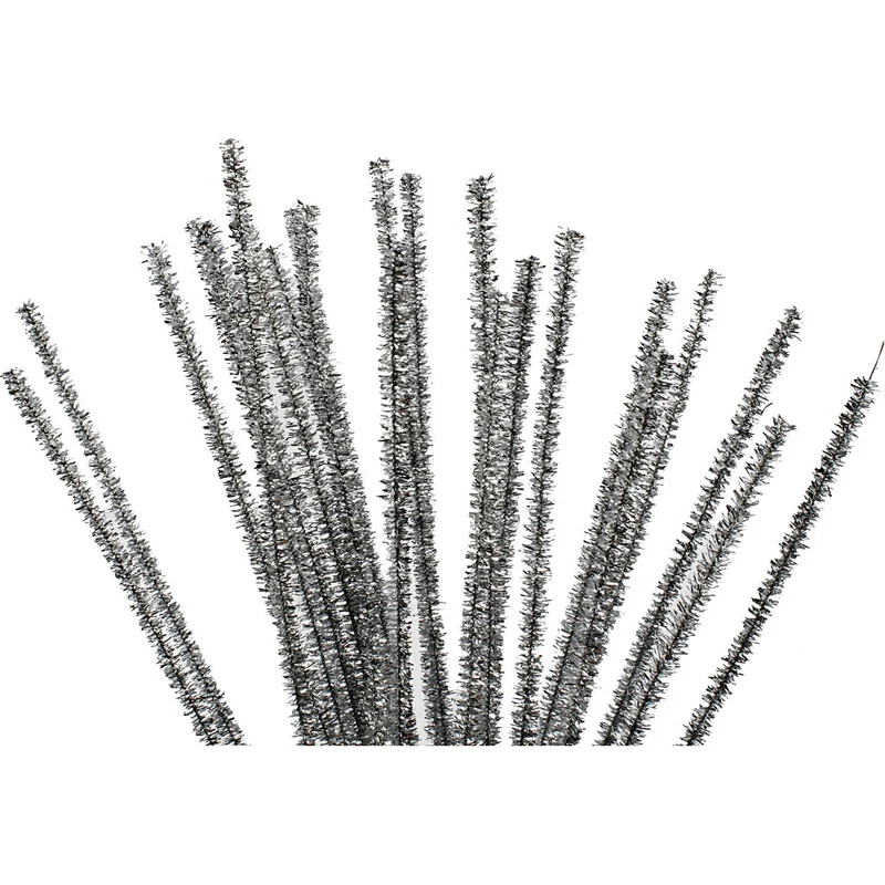 Chenilledraht, Silber, L: 30 cm, Stärke: 6 mm, 24 Stck./ 1 Pck. [HOB51635]