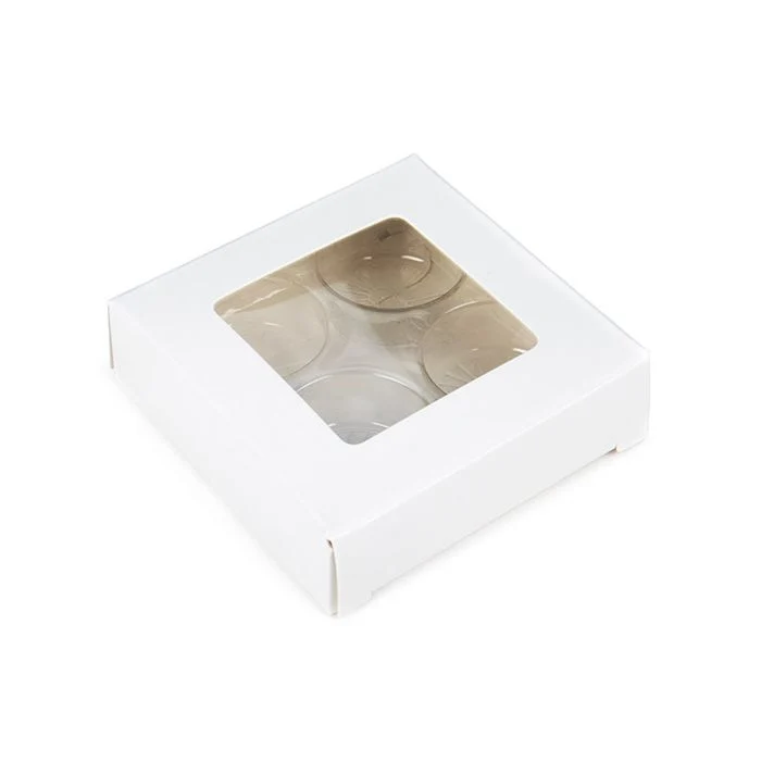 Schachteln weiß für handgemachte Süßigkeiten, Runde Einsatz 7x2.1x6.8 cm (25 Stück) [CNDYR276W]