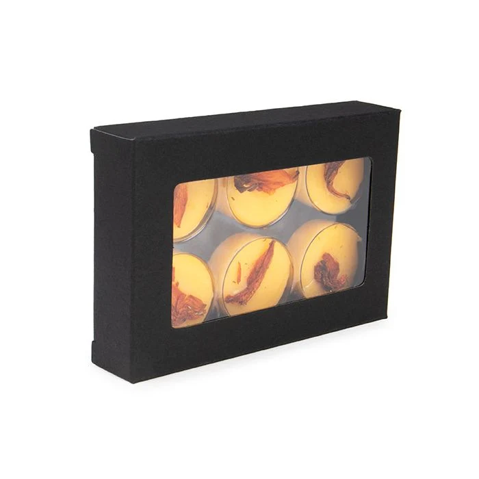 Schachteln schwarz für handgemachte Süßigkeiten, Runde Einsatz 7x2.1x10.3 cm (25 Stück) [CNDYR274B]