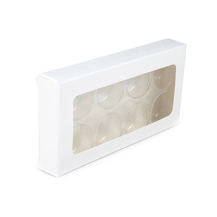 Schachteln weiß für handgemachte Süßigkeiten, Runde Einsatz 7x2.1x13.8 cm (25 Stück) [CNDYR272W]