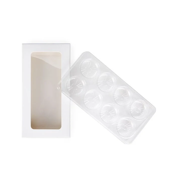 Schachteln weiß für handgemachte Süßigkeiten, Runde Einsatz 7x2.1x13.8 cm (25 Stück) [CNDYR272W]