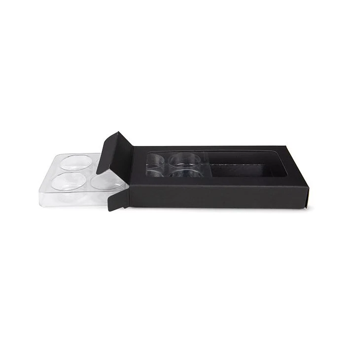 Schachteln schwarz für handgemachte Süßigkeiten, Runde Einsatz 7x2.1x13.8 cm (25 Stück) [CNDYR272B]