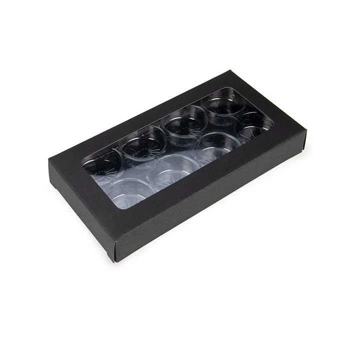 Schachteln schwarz für handgemachte Süßigkeiten, Runde Einsatz 7x2.1x13.8 cm (25 Stück) [CNDYR272B]