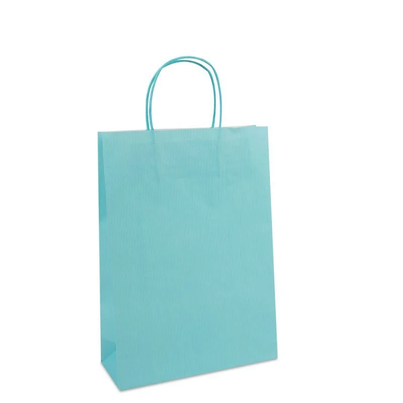 Papiertragetaschen mit gedrehte Griffe und Bodenkarton 25+10x35 cm Blau (250 Stück) [FP-005035]