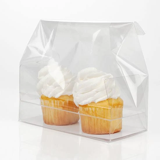 Cupcake-Beutel mit Einsatz für 2 Mini-Cupcakes 12.7x5.7x12.7cm Transparent (100 Stück) [CBG9]