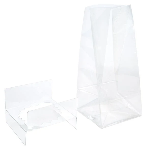 Cupcake-Beutel mit Einsatz für 2 Mini-Cupcakes 12.7x5.7x12.7cm Transparent (100 Stück) [CBG9]