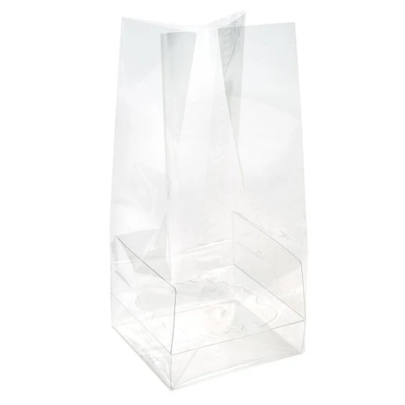 Cupcake-Beutel mit Einsatz für 2 Mini-Cupcakes 12.7x5.7x12.7cm Transparent (100 Stück) [CBG9]
