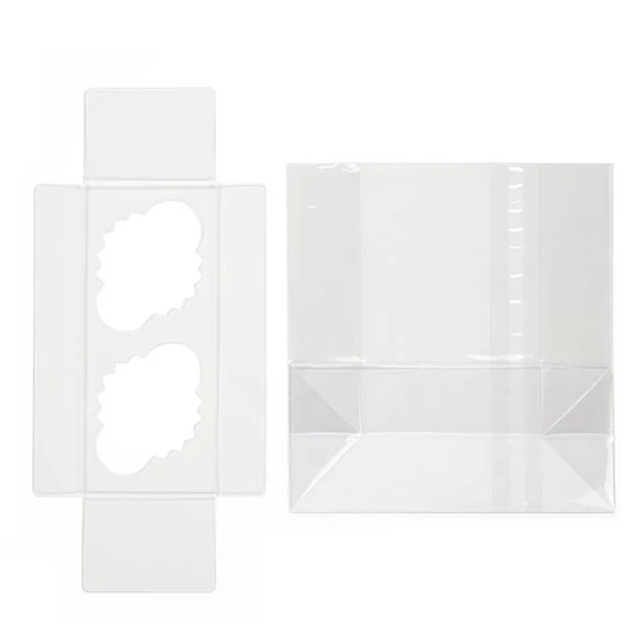 Cupcake-Beutel mit Einsatz für 2 Mini-Cupcakes 12.7x5.7x12.7cm Transparent (100 Stück) [CBG9]
