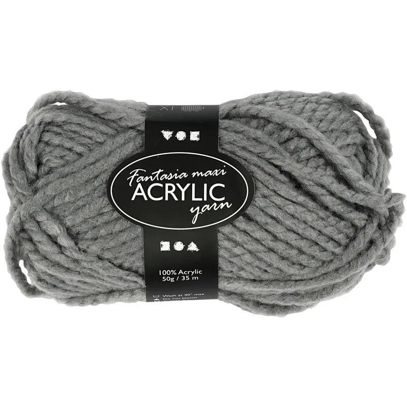 Fantasia Polyacryl Garn, Grau, L: 35 m, Größe maxi , 50 g/ 1 Knäuel [HOB421868]