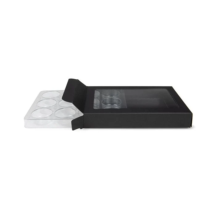Schachteln schwarz für handgemachte Süßigkeiten, Runde Einsatz 10.2x2.1x13.8 cm (25 Stück) [CNDYR270B]