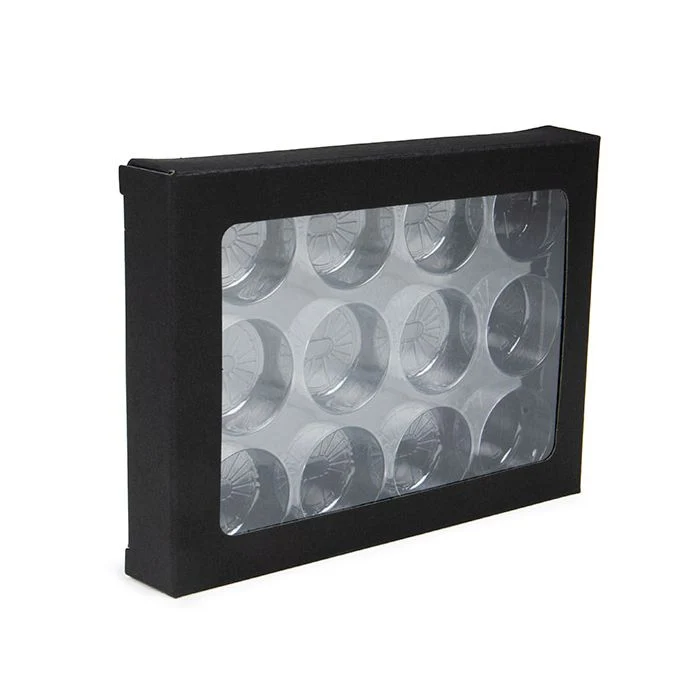 Schachteln schwarz für handgemachte Süßigkeiten, Runde Einsatz 10.2x2.1x13.8 cm (25 Stück) [CNDYR270B]