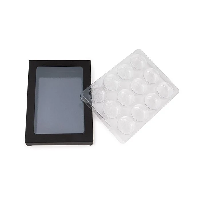 Schachteln schwarz für handgemachte Süßigkeiten, Runde Einsatz 10.2x2.1x13.8 cm (25 Stück) [CNDYR270B]