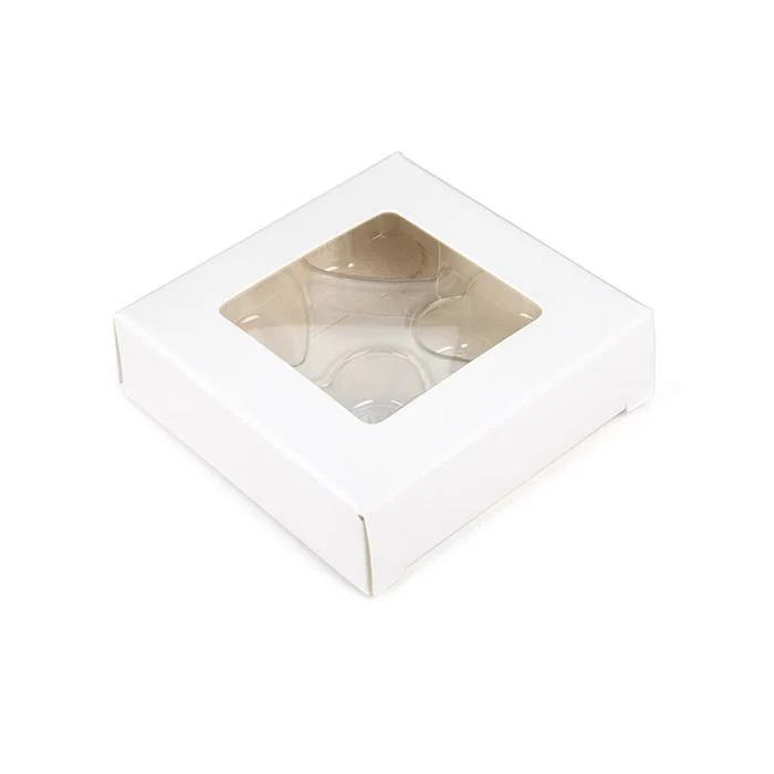 Schachteln weiß für handgemachte Süßigkeiten, Herz-Einsatz 7x2.1x6.8 cm (25 Stück) [CNDYH276W]