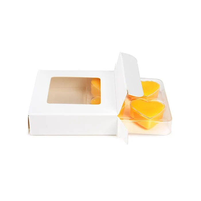 Schachteln weiß für handgemachte Süßigkeiten, Herz-Einsatz 7x2.1x6.8 cm (25 Stück) [CNDYH276W]