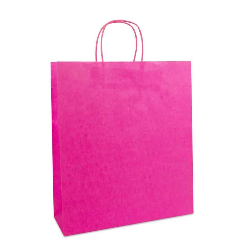 Papiertragetaschen mit gedrehte Griffe und Bodenkarton 35+12x40 cm Rosa (250 Stück) [FP-003040]