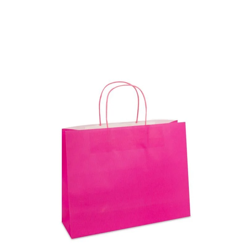 Papiertragetaschen mit gedrehte Griffe und Bodenkarton 32+10x25 cm Rosa (250 Stück) [FP-003032]
