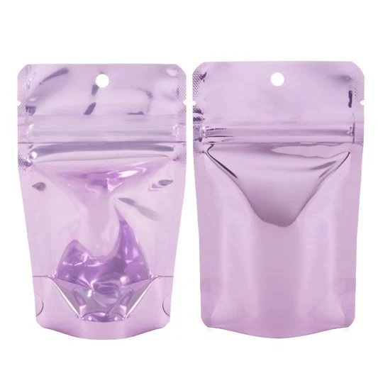 Standbodenbeutel Transparent/Lavendel 7.9x5.1x13cm | 28 Gramm (100 Stück) [ZBGB1LV]