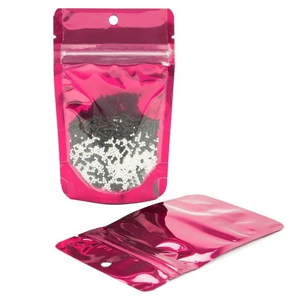 Standbodenbeutel Transparent/Rosa 7.9x5.1x13cm | 28 Gramm (100 Stück) [ZBGB1FS]