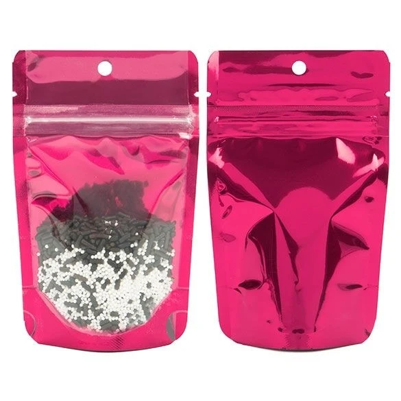Standbodenbeutel Transparent/Rosa 7.9x5.1x13cm | 28 Gramm (100 Stück) [ZBGB1FS]