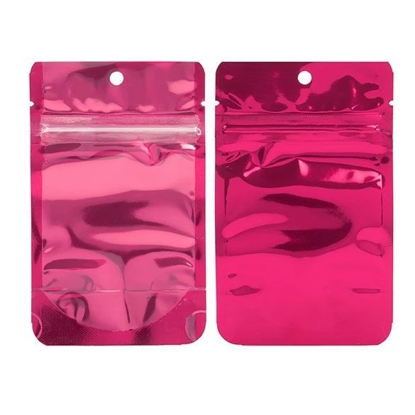 Standbodenbeutel Transparent/Rosa 7.9x5.1x13cm | 28 Gramm (100 Stück) [ZBGB1FS]