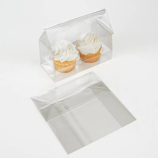 Cupcake-Beutel mit Einsatz für 2 Cupcakes 12.7x5.7x12.7cm Transparent (100 Stück) [CBG8]