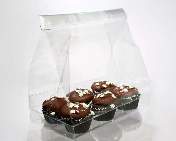 Cupcake-Beutel mit Einsatz für 6 Mini-Cupcakes 17.8x10.2x22.9cm Transparent (100 Stück) [CBG6]