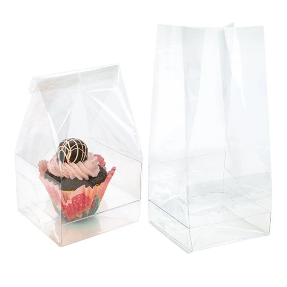 Cupcake-Beutel mit Einsatz für 1 Cupcake 10.2x10.2x22.9cm Transparent (100 Stück) [CBG4XL]