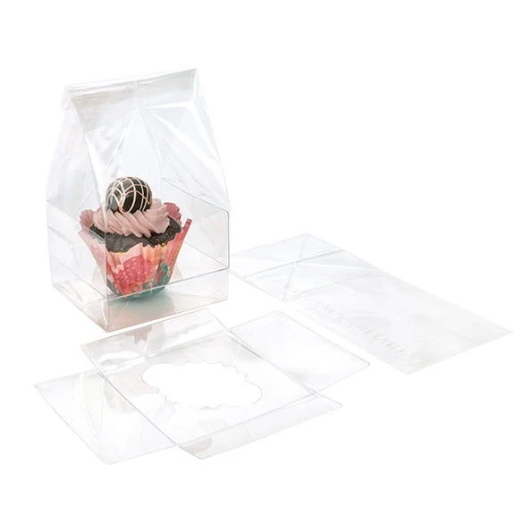 Cupcake-Beutel mit Einsatz für 1 Cupcake 10.2x10.2x22.9cm Transparent (100 Stück) [CBG4XL]