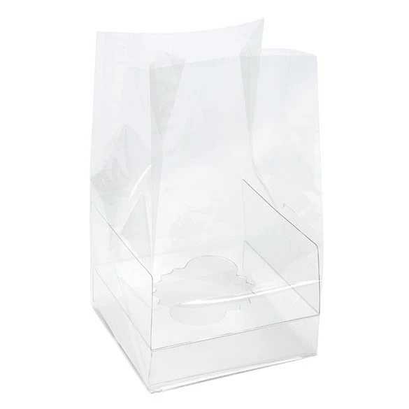 Cupcake-Beutel mit Einsatz für 1 Cupcake 10.2x10.2x17.8cm Transparent (100 Stück) [CBG4]