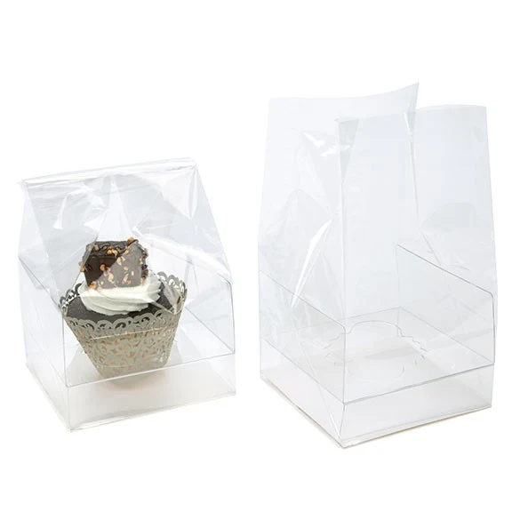 Cupcake-Beutel mit Einsatz für 1 Cupcake 10.2x10.2x17.8cm Transparent (100 Stück) [CBG4]
