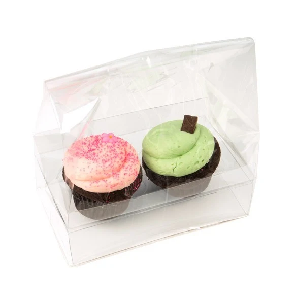 Cupcake-Beutel für 2 Cupcakes 17.5x10x22.5cm Transparent (100 Stück) [CBG2]