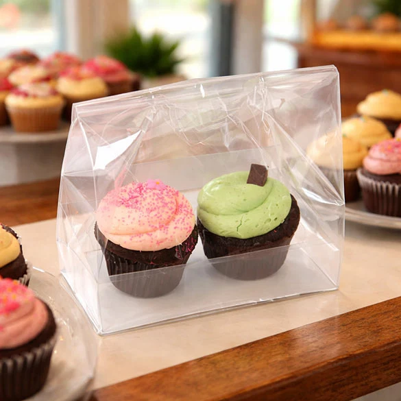 Cupcake-Beutel für 2 Cupcakes 17.5x10x22.5cm Transparent (100 Stück) [CBG2]
