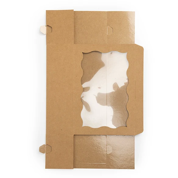 Kraft Papierschachtel mit gewelltem Sichtfenster 22,1x7x15,1 cm (25 Stück) [WKRG86]