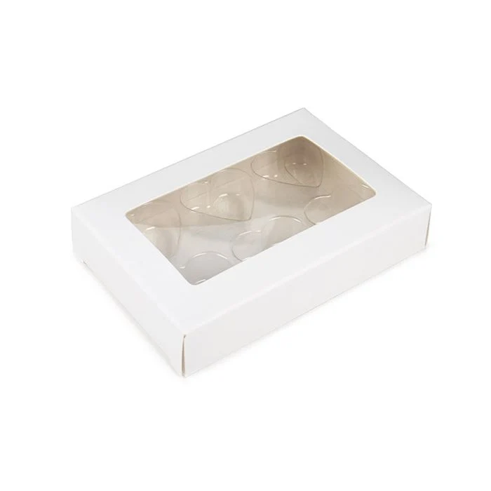 Schachteln weiß für handgemachte Süßigkeiten, Herz-Einsatz 7x2.1x10.3 cm (25 Stück) [CNDYH274W]