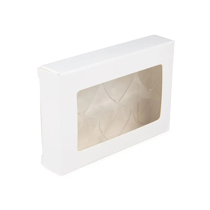 Schachteln weiß für handgemachte Süßigkeiten, Herz-Einsatz 7x2.1x10.3 cm (25 Stück) [CNDYH274W]